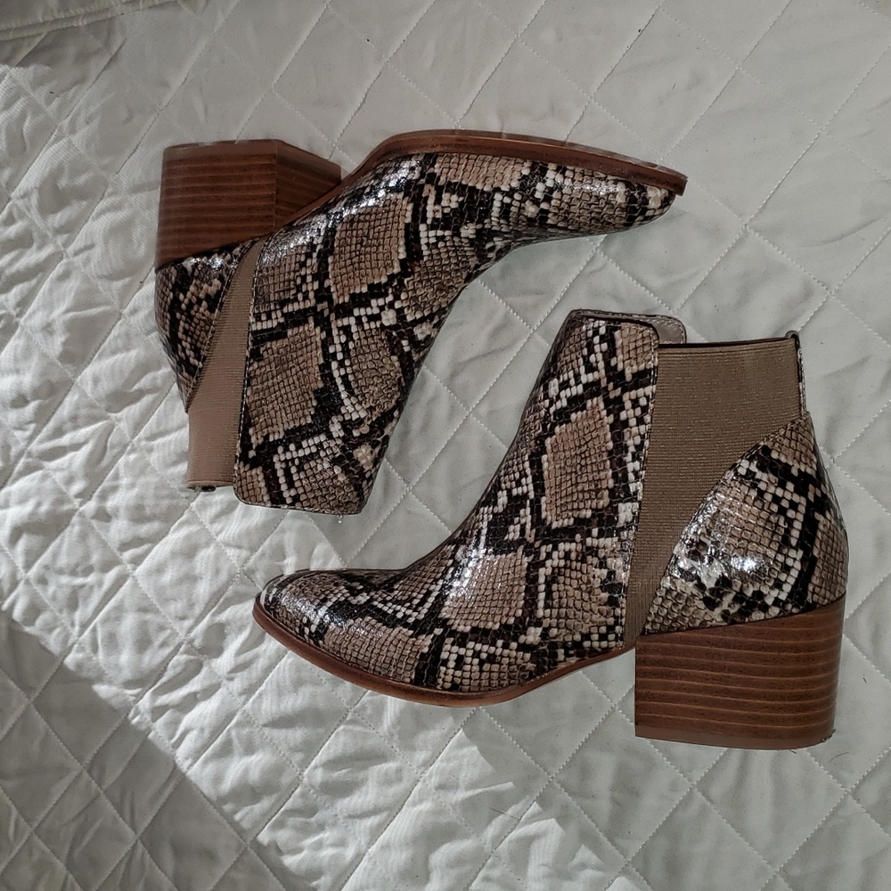Chinese Laundry Snake Print Ankle Boots